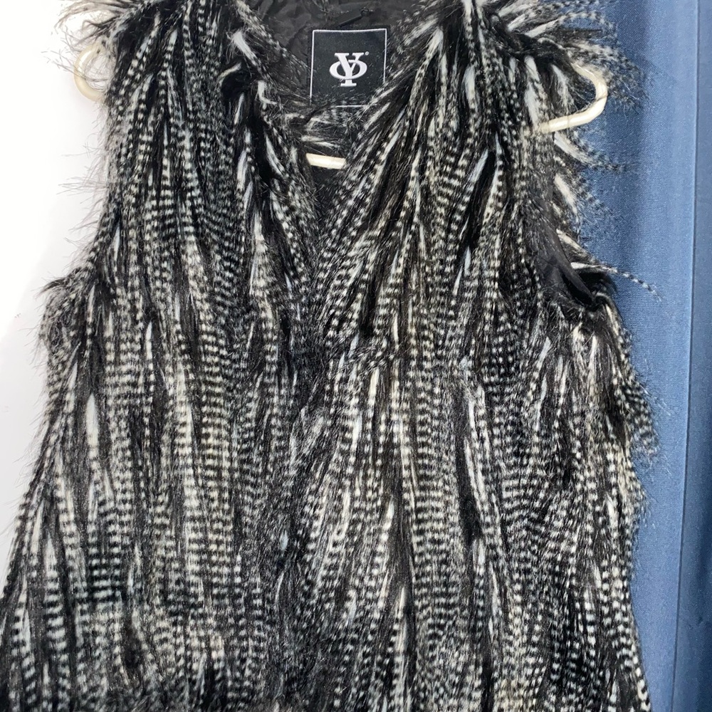 Black and White Faux Fur Vest